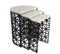 Table gigogne, 100% panneau de particules plaqué mélamine, couleur crème noir