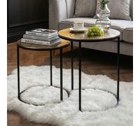 Table gigogne 2 pcs métal rond table d'appoint table de canapé table basse alu