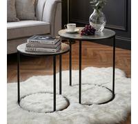 Table gigogne 2 pcs métal rond table d'appoint table de canapé table basse alu