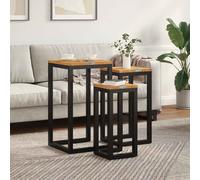 Table Gigogne 3 pc Marron Bois de teck massif vidaXL