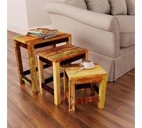 Table Gigogne 3 Pcs Vintage Bois De Récupération Yueyinnkeji Brun