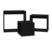 Table gigogne 3 unités chêne noir 55 x 30 x 50 cm | Bois élaboré, imbriquable, économie d'espace, utilisation intérieure, salon, chambre, à côté du canapé, montage facile