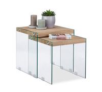 Table gigogne en set de 2 empilable table gigogne table d'appoint en verre