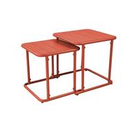 Table gigogne extérieure carrée en acier 45cm terracotta - Amélia