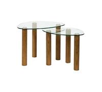 Paris Prix Tables gigognes Clara – Lot de 2 en verre 60 cm transparent