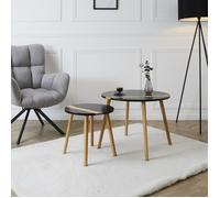 Table Gigogne - HOME DECO FACTORY - Bicolore - Relief - Noir et Marron