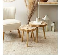 Generique Table gigogne Home Deco Factory Rondin bois Marron H40 x L40 x P40 cm