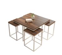 Table gigogne LISBONNE lot de 5 bois foncé métal blanc table basse gigogne salon