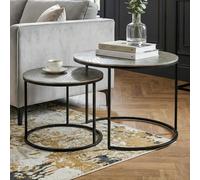 Table gigogne lot de 2 en métal rond table basse table d'appoint aluminium alu