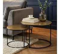 Table gigogne lot de 2 en métal rond table basse table d'appoint aluminium alu