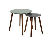 The Home Deco Factory - Table gigogne pieds en bois foncé (Lot de 2) Vert G