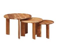 vidaXL Tables basses gigognes 3 pcs Bois d'acacia massif Marron Rond Moderne pour salon