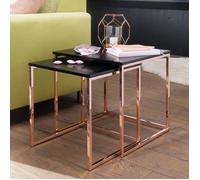 Table gigogne WOHNLING CALA noir/cuivre MDF/métal - Set de 2 tables - Moderne et élégante - 40x42cm