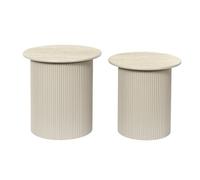 Table d'appoint - HOME DECO FACTORY - TERRA NOVA - Gigogne - Ronde - Blanc et Beige