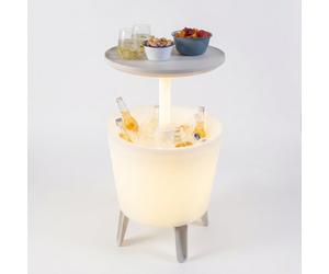 Table glacière lumineuse Keter Cool Bar 30 L 57 x 50 x 50 cm blanche avec LED et table rétractable (231366)