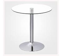 Table guéridon ronde en verre 60/70/80 cm Table ronde moderne 2 4 places Table de bistrot avec base chromée (Taille : 80 cm Couleur : transparent)