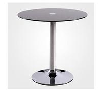 Table guéridon ronde en verre 60/70/80 cm Table ronde moderne 2 4 places Table de bistrot avec base chromée (Taille : 80 cm, couleur : noir)