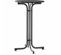Table Haute, Ø 70 Cm, 122 Cm De Haut, Acier Gris, Plateau Mecalit-Pro