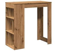 Table haute avec étagères en bois de chêne Artisian 102 x 50 x 103,5 cm | Surface lisse, résistante à l'humidité, six compartiments, fixation murale incluse, utilisation dans la cuisine
