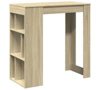 Table haute bar avec étagères en bois de chêne Sonoma 102 x 50 x 103,5 cm | Bois d'ingénierie, six compartiments, fixation murale incluse, surface lisse, utilisation dans la cuisine ou le salon