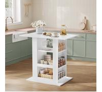 Table Haute Bar WOLTU - Mange Debout avec Rangement - Ilôt Central Cuisine - 105x68x94cm - Blanc