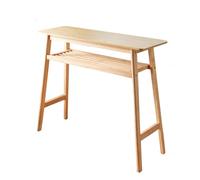 Table Haute Bars Nordique Bois Massif Rangement Double Couche Table de Bars Plateau Épais Pieds Robustes Coins Arrondis Tables de Balcon pour Cuisine, Salon, Salle de Réunion, Bari