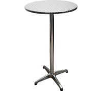 Table haute BISTRO, ronde acier, alu, argent