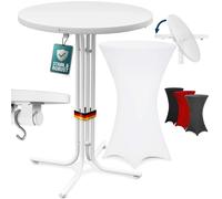 Table haute blanche pliable avec housse mange debout 110 cm bar bistrot jardin