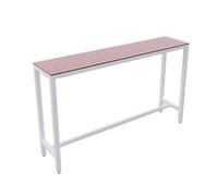 Table Haute Cuisine Extérieur Plastique Bois Imperméable Table de Bars Structure Métallique Longue Tables de Patio pour Cuisine, Salon, Salle de Réunion, Bari(White,140x40x105cm)