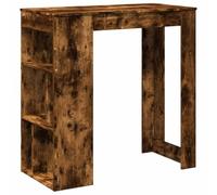 Table haute de bar avec étagères chêne fumé 102 x 50 x 103,5 cm | Bois d'ingénierie stable, six compartiments spacieux, surface lisse facile à nettoyer, utilisation dans la cuisine, le salon