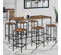 Table Haute De Bar Dayton 150 Cm Et 6 Tabourets Effet Vieilli Design Industriel
