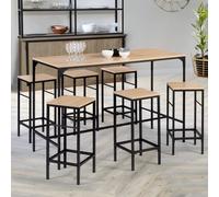 Table Haute De Bar Detroit Et 6 Tabourets Design Industriel Multicolore