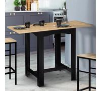 IDMarket - Table haute de bar extensible Dona 2 à 4 personnes noire plateau façon hêtre 60-120 cm