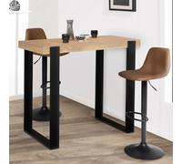 IDMarket – Table haute de bar Phoenix – Bois et noir – 113 cm
