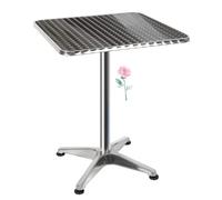 Table Haute de Bar Rabattable Aluminium Hauteur réglable 70 ou 110 cm Plateau en Acier Inoxydable, pour Bar, bistrot, Maison, Jardin, Restaurant (60 * 60 * 70/110cm (carré))