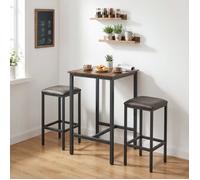 Table Haute de Bar, Structure en Acier Robuste, Table Carrée pour Petit-Déjeuner, Style Industriel, Marron et Noir