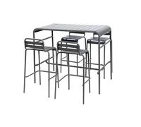 sweeek - Table Haute de Jardin Acier + 4 assises Amelia Anthracite. 4 chaises Hautes en Acier. 120 x 70cm x 95cm