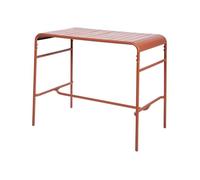 Table haute de jardin métal 4 places. terracotta. 120 x 70 x 95cm