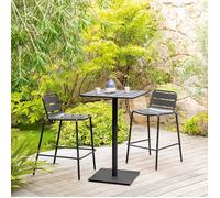 Table haute de jardin ""Phuket"" graphite 2 places en acier traité époxy - Hespéride