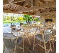 Table haute de jardin rectangulaire ""Papouasie"" 8 places en acacia - Hespéride