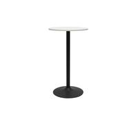 Table haute design ronde blanche et métal noir D60 cm CALISTA