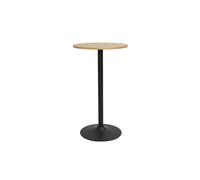 Table haute design ronde en bois clair chêne et métal noir D60 cm CALISTA
