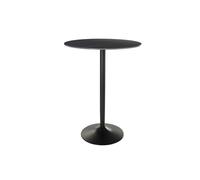 Table haute design ronde en céramique noire et métal D80 cm MALOU