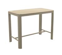 Table haute en aluminium - EOS 140 x 74 - Plateau à lattes - Hauteur 105 cm - Coloris crème