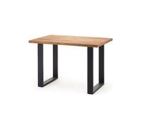 Table haute en chene sauvage et metal laque anthracite - Longueur 160 x Hauteur 107 x Profondeur 100 cm -PEGANE- chêne sauvage