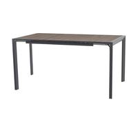Table haute extensible de jardin ""Evasion"" seigle effet bois & graphite 8 places en aluminium traité époxy - Hespéride