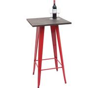 Table haute HWC-A73 avec plateau en bois, table de bistrot, métal design industriel 107x60x60cm ~ rouge