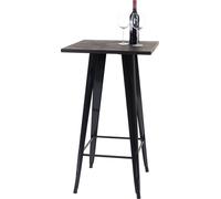 Table haute HWC-A73 incl. plateau en bois, table de bistrot, table de bar, métal design industriel 107x60x60cm ~ noir