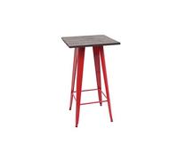 Table haute HWC-A73 avec plateau en bois, table de bar, design industriel en métal 107x60x60cm rouge
