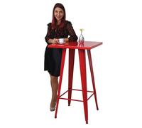 Table haute HWC-A73, métal, design industriel 105x60x60cm rouge